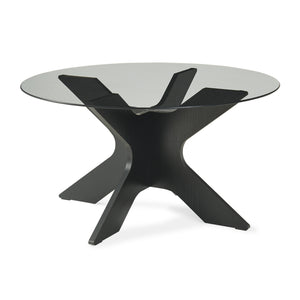 Table basse Imi avec plateau en verre Ø70x35 cm Noir/Gris [en.casa]
