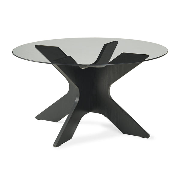 Table basse Imi avec plateau en verre Ø70x35 cm Noir/Gris [en.casa]