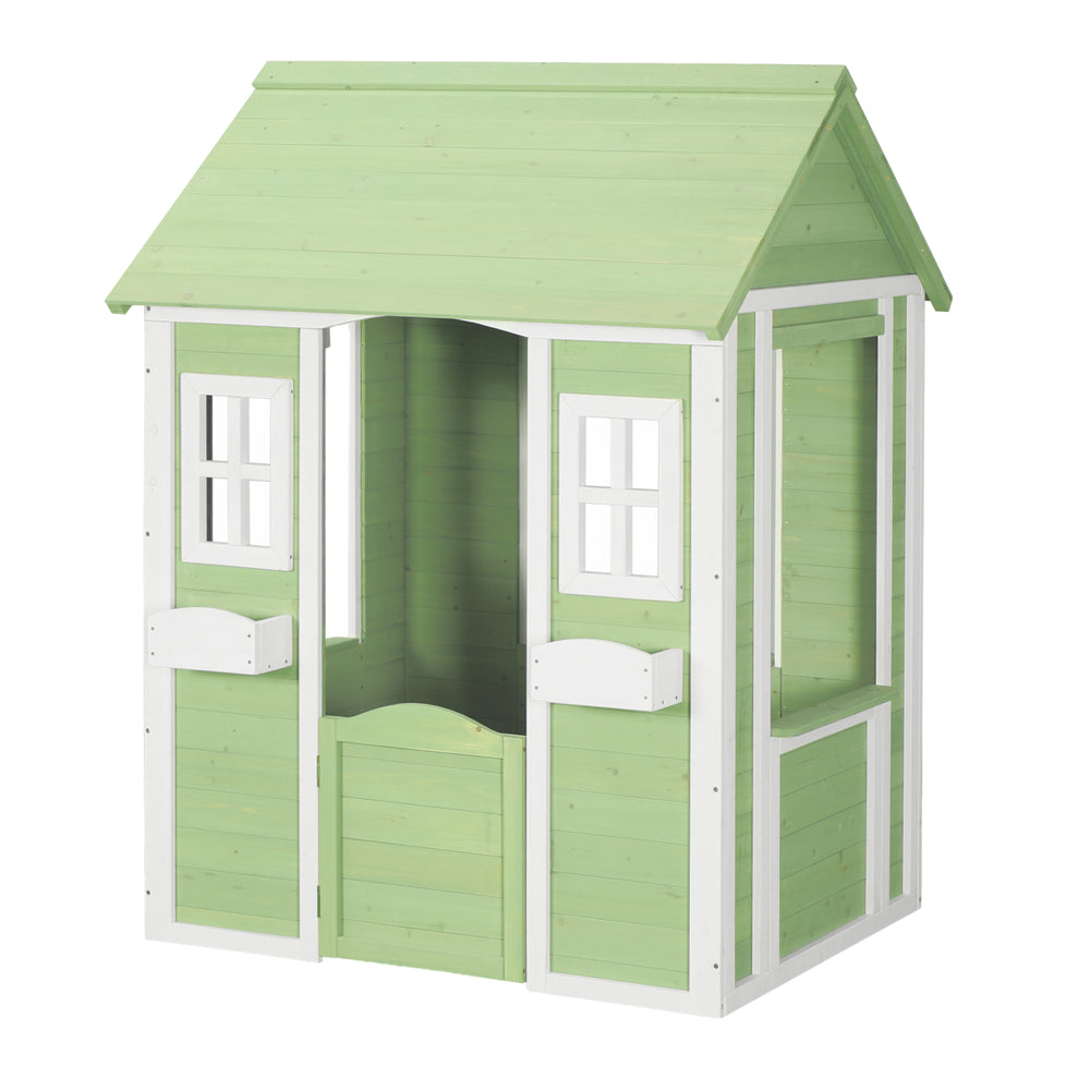 Maisonnette de jeu pour enfants Kuoldsvin bois de pin 44 x 107 x 90 cm vert blanc [en.casa]