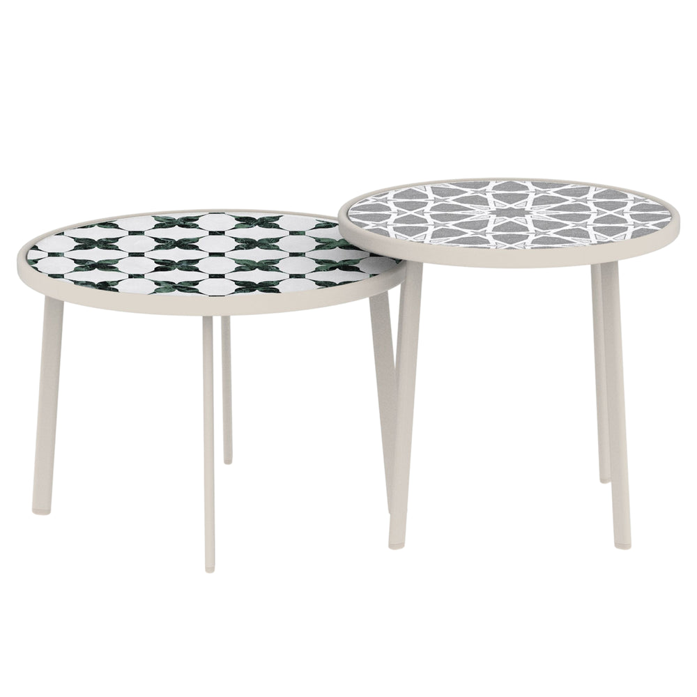 Lot de 2 tables d'appoint d'extérieur Faeto champagne casa.pro
