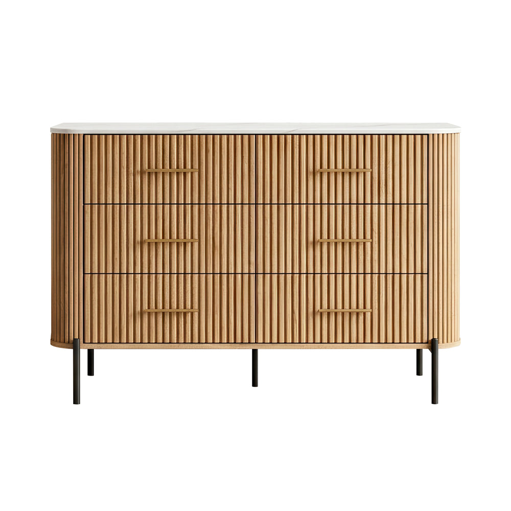 Commode Kokunse avec 6 tiroirs 120 x 42 x 78 cm effet chêne [en.casa]