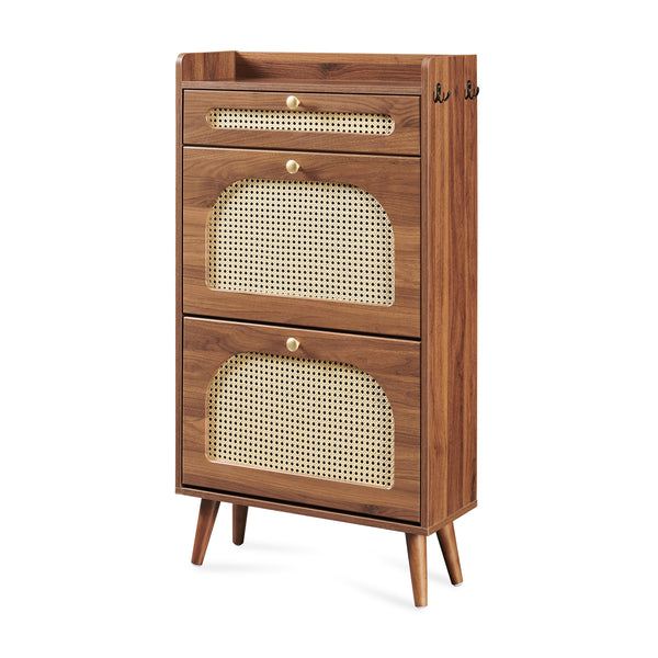 Porte-chaussures Virievarnu 111x60x24 cm aspect noyer [en.casa]