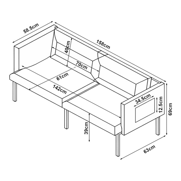 Canapé 2 places Kamar [en.casa]