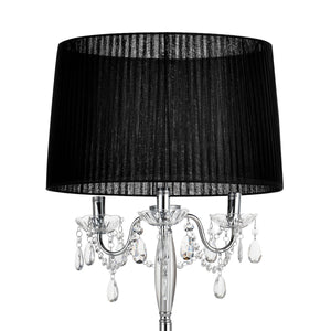 [lux.pro] Lampadaire Lampe sur Pied Métal Tissu Noir Chrome Hauteur 165 cm Diamètre 45cm