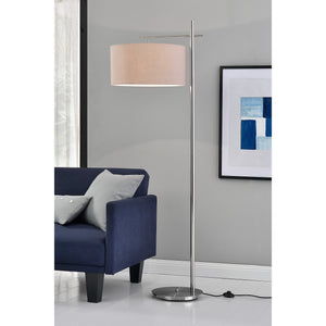 [lux.pro] Lampadaire London Lampe sur Pied Lampe de Plancher Lampe Lampe de Salon Métal Tissu  Gris E27 155 cm x Ø 48 cm