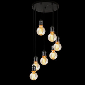 Suspension Moderne avec 7 Douilles Métal Noir Argenté [lux.pro]