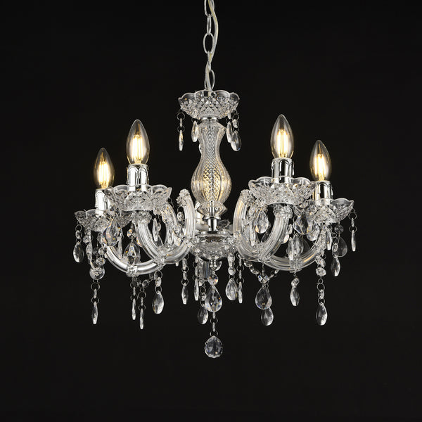 Lustre Weimar 5x E14 Ø35 x 145 cm Cristal/Blanc lux.pro