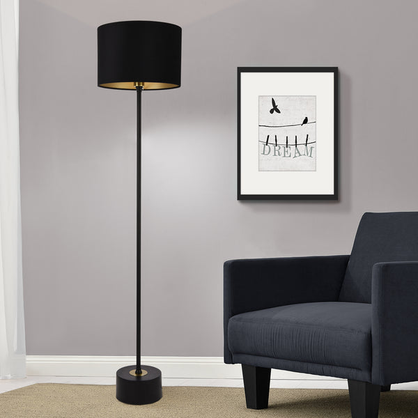 [lux.pro] Lampdaire Douille 1xE27 Métal Flanelle 157 x 35 cm Noir et Couleur Cuivre