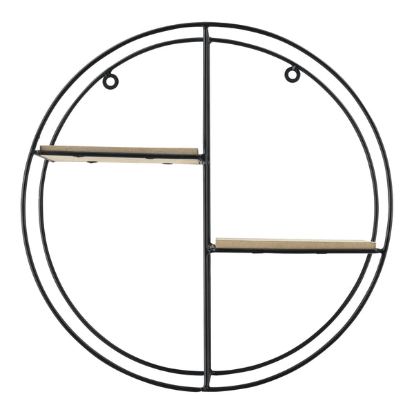 Étagère murale Lily 35x12x35 cm design rond avec 2 étagères Noir en.casa