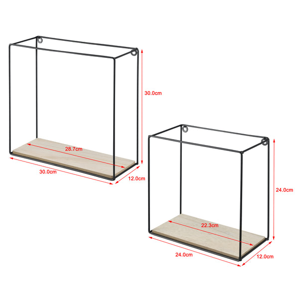 Étagère murale Eden 30x12x30 cm / 24x12x24 cm 2 pièces étagères noir en.casa