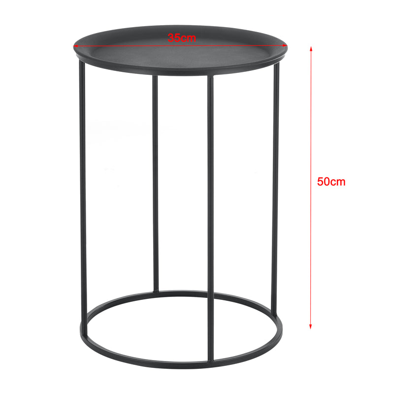 Croquis coté Set de 3 Tables Gigognes Morristown Métal Noir Tailles Différentes [en.casa]