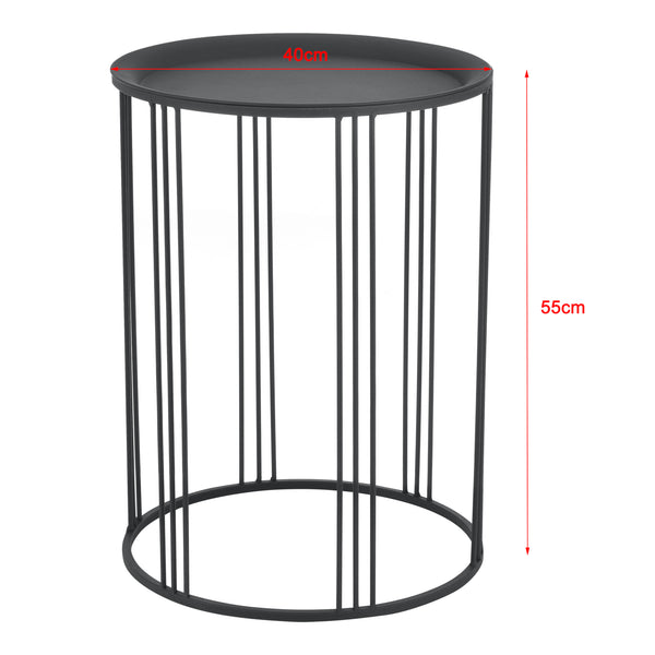 Set de 2 Tables Gigognes Morristown Métal Noir Plusieurs Tailles [en.casa]