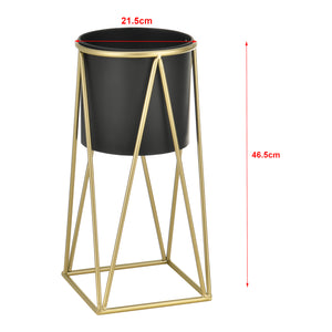 Porte-plantes Lennik lot de 2 métal noir couleur laiton [en.casa]