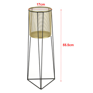 Set de 2 supports pour plantes Roosdaal en métal noir et couleur laiton en.casa