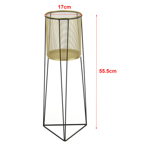 Set de 2 supports pour plantes Roosdaal en métal noir et couleur laiton en.casa