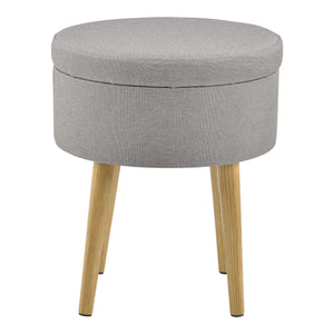 [en.casa] Petite Table Repose-pieds Tabouret Pouf Rembourré Couvercle Amovible Textile et Bois Couleur Bois Gris 42 x 36 cm