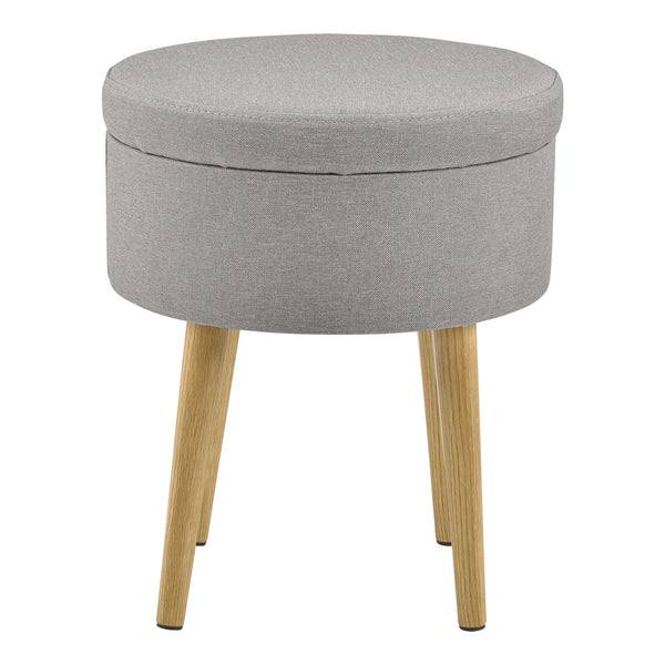 [en.casa] Petite Table Repose-pieds Tabouret Pouf Rembourré Couvercle Amovible Textile et Bois Couleur Bois Gris 42 x 36 cm