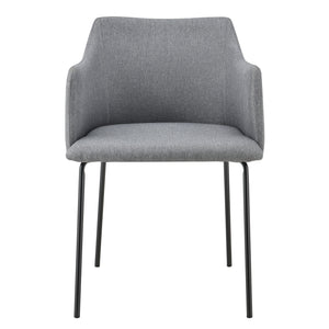 [en.casa] Fauteuil de Salon Rembourrée en Textile Chaise de Salle à Manger Pieds en Métal 76 x 52 x 53 cm Gris et Noir