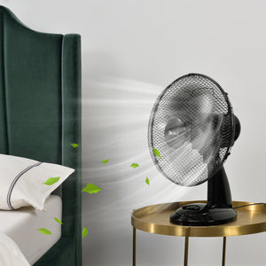 Ventilateur de table Ø 31 cm avec 3 vitesses Oscillant 40W Noir in.tec