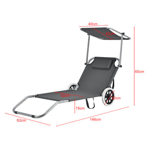 Set de 2 chaises longues Falun avec toit et roulettes Anthracite casa.pro