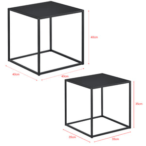 Table d'appoint Morsum lot de 2 design industriel noir [en.casa]