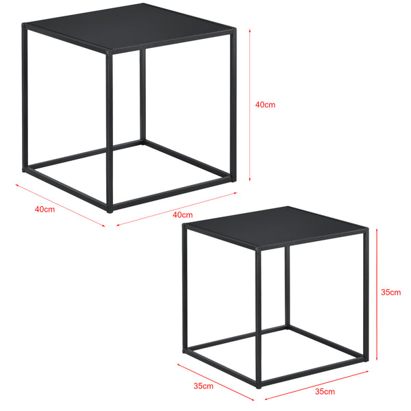 Table d'appoint Morsum lot de 2 design industriel noir [en.casa]