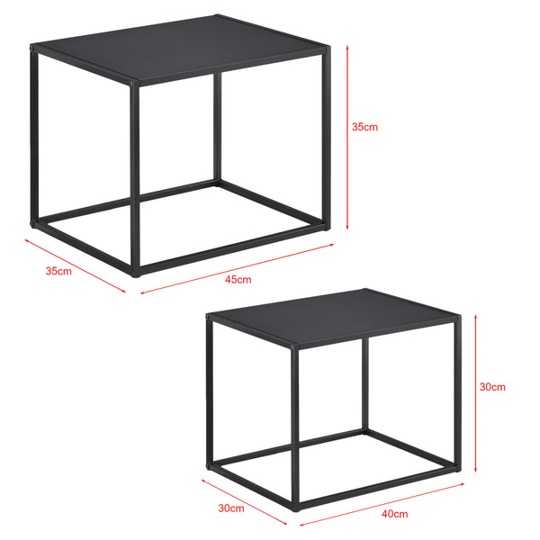 Table d'appoint Archsum lot de 2 rectangulaires design industriel noir [en.casa]