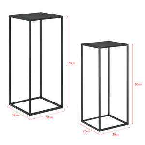 Table d'appoint Barbaricina lot de 2 forme colonne noir [en.casa]
