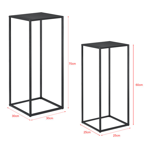 Table d'appoint Barbaricina lot de 2 forme colonne noir [en.casa]