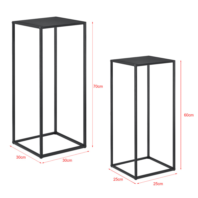 Croquis coté Lot de 2 Tables Hautes Gigognes Riziano en Métal Noir Mat [en.casa]