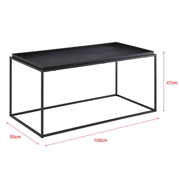 Table basse Nyker 47x100x50 cm Design industriel Noir en.casa