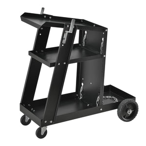 Chariot de soudage pour appareils de soudage avec 3 compartiments de rangement et support de bouteille de gaz pro.tec
