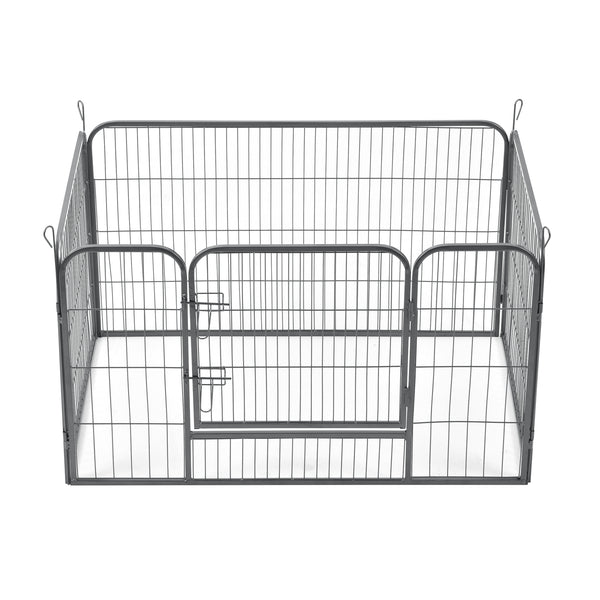 Enclos Parc pour Animaux avec Porte 125 x 85 x 70 cm Acier Argenté [pro.tec]