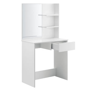 Coiffeuse Rustenburg 141x75x40 cm avec miroir et tiroir Blanc en.casa