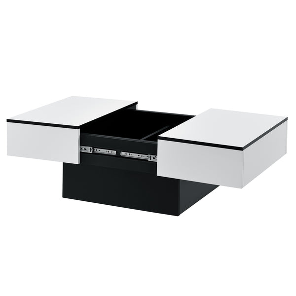 Table basse Lens avec plateau relevable Noir/Blanc [en.casa]