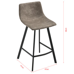 Set de 2 tabourets de bar Edinburgh avec pieds en métal Imitation daim Rembourré Gris foncé en.casa