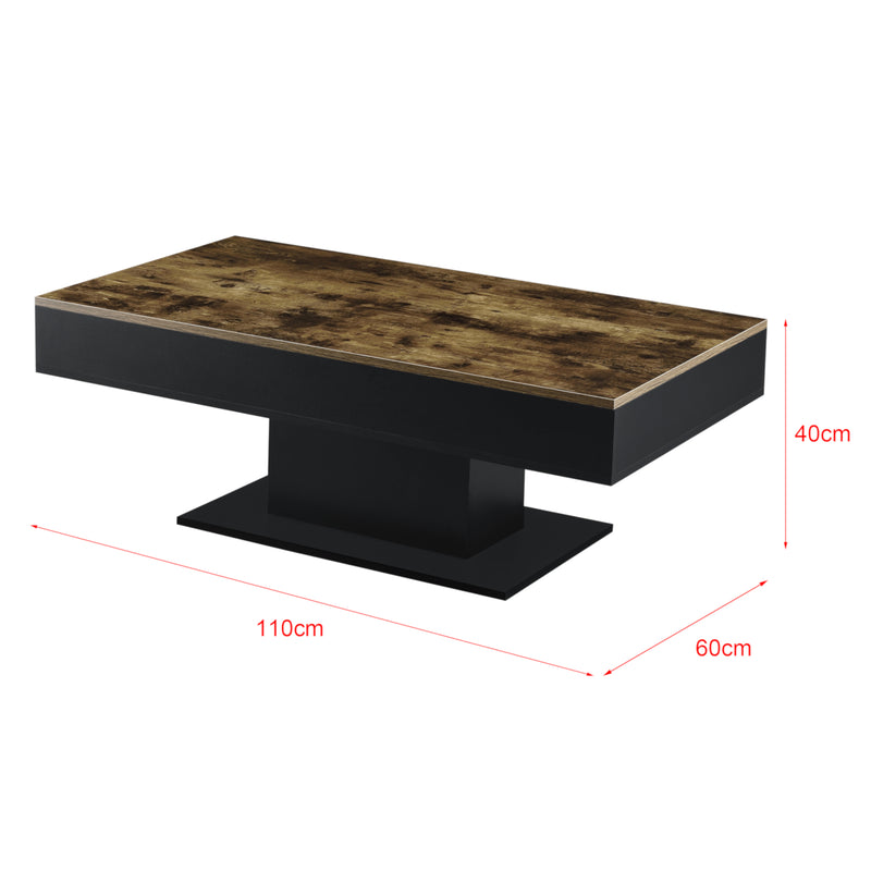 Croquis coté Table Basse Lünen 40 x 110 x 60 cm effet bois noir [en.casa]