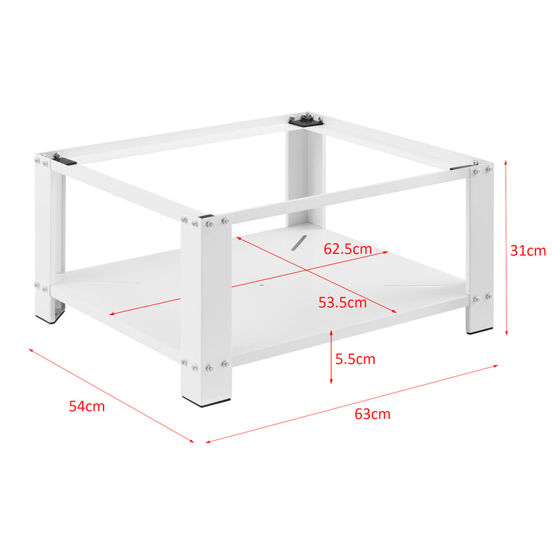 Croquis coté Socle avec Étagère pour Machine à Laver 63 x 54 x 31 cm Blanc [en.casa]