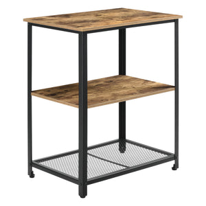 Chariot de Service Freiburg Roulettes Vérouillables 76,5 x 60 x 40 cm Bois Foncé Noir [en.casa]