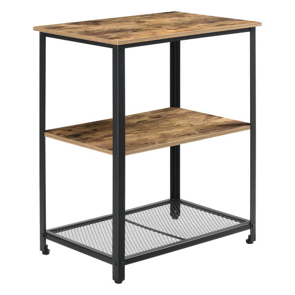 Chariot de Service Freiburg Roulettes Vérouillables 76,5 x 60 x 40 cm Bois Foncé Noir [en.casa]