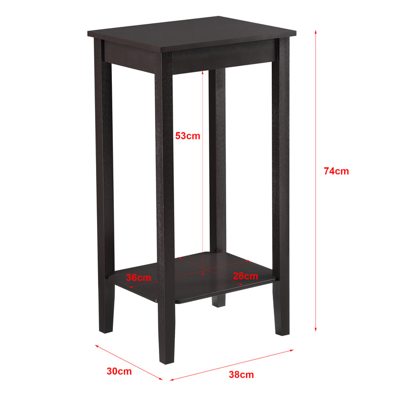 Croquis coté Table Basse de Salon Thun 74 x 38 x 30 cm Marron Foncé [en.casa]