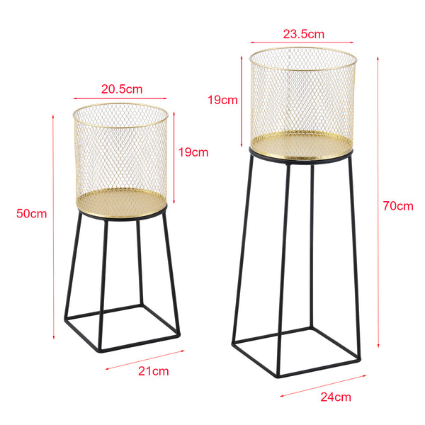 Support de pot de fleurs Mésange 2 pcs Noir-doré en.casa