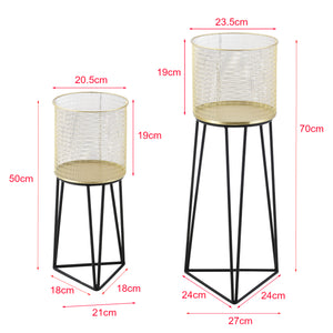 Support de pot de fleurs Menen 2 pcs. Noir-doré en.casa