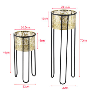 Support de pot de fleurs Modave 2 pcs Noir-doré en.casa