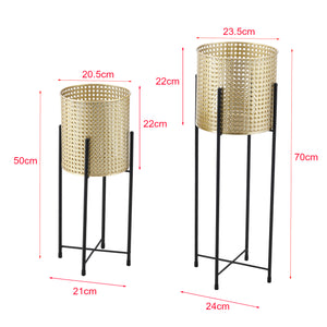 Set de 2 Supports de Plante Mol Noir Doré [en.casa]