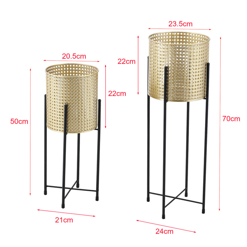 Croquis coté Set de 2 Supports de Plante Mol Noir Doré [en.casa]