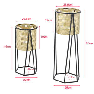 Support de pot de fleurs Musson 2 pcs Noir-Doré en.casa