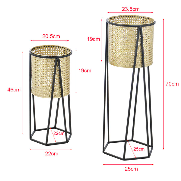 Support de pot de fleurs Musson 2 pcs Noir-Doré en.casa