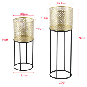 Support de pot de fleurs Messancy 2 pcs Noir-Doré en.casa