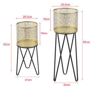 Support de pot de fleurs Marchin 2 pcs Noir-Doré en.casa